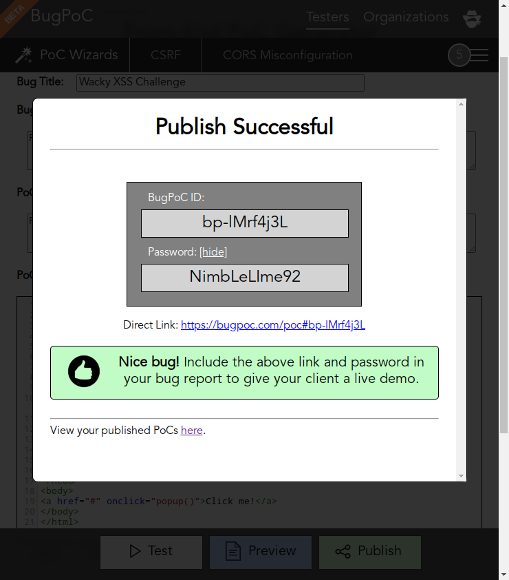 Front-End PoC Published